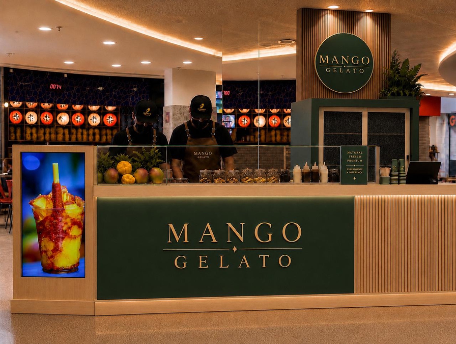 Quiosque Mango Gelato em corredor nobre